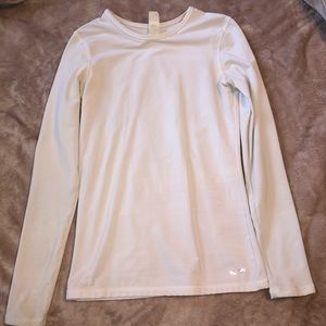 white tight athletic power core long sleeve